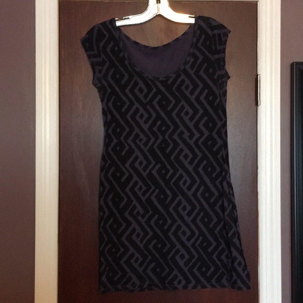 Reversible Purple + Black Geometric Cotton Dress